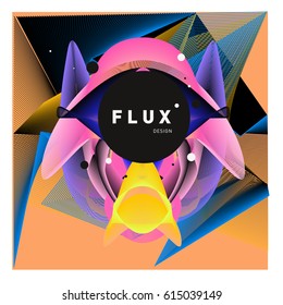3D Colorful Wave Background. Dynamic Flux Effect. Abstract Vector Illustration. Design Template. Modern Pattern.