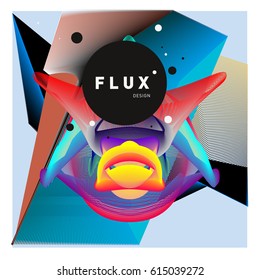 3D Colorful Wave Background. Dynamic Flux Effect. Abstract Vector Illustration. Design Template. Modern Pattern.