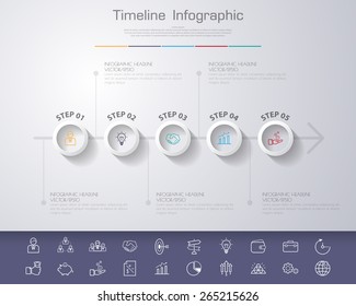 3D Colour StepDesign flat long shadow clean number timeline template/graphic or website.Vector/illustration.