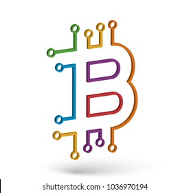 3D colourful B concept design in vector graphics