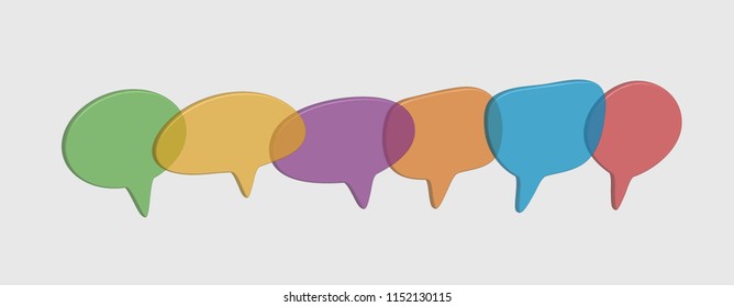 3D Colourful flat dialogue speech bubbles in vector graphics