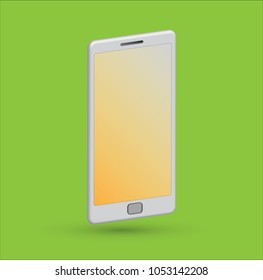 3D colourful mobile smartphone on green background in vector graphics