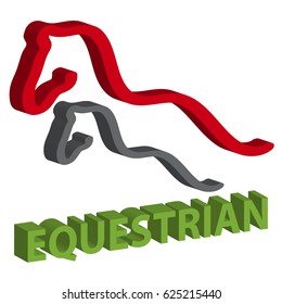 3D colourful silhouette of a horses  on white background. Vector illustration.