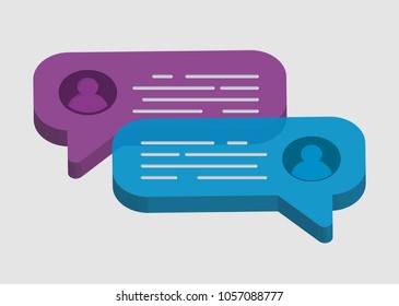 3D colourful transparent chat bubbles in vector graphics