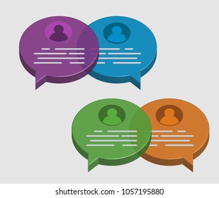 3D colourful transparent chat bubbles in vector graphics