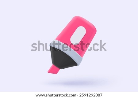 3d colours marker simplicity icon signs for highlight important draw and write in classroom. Education academic back to school. 3d highlight textbook stationery icon vector render illustration