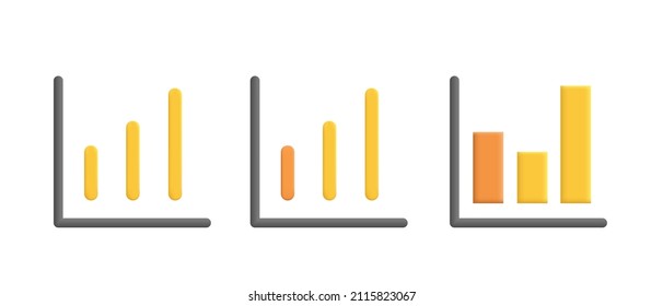 3D Column Chart. Vector 3D clipart. Illustration in сlaymorphism style.
