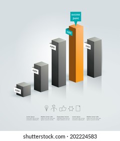 3D column chart. Vector infographic.