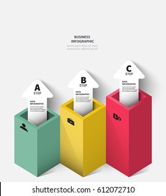 3d column with data arrows, vector infographics template