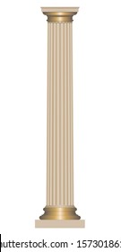 3D column of Doric style on a white background 