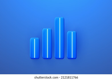 3D columnar blue graphs isolated on a blue background. Vector illustration