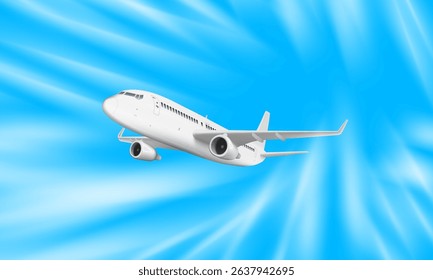 3D Commercial Plane Takeoff Isolated On White Background. EPS10 Vector