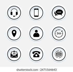 3d Communication Line Icons Web icons. Contact us vector illustration	