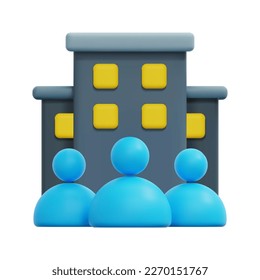 3D-Firmensymbol-Vektorgrafik. Einzeln auf weißem Hintergrund. 3d Business-Modell, Business-und Finanzkonzept. Cartoon minimaler Stil. 3D-Teamwork-Symbol, Vektorgrafik, Darstellung.
