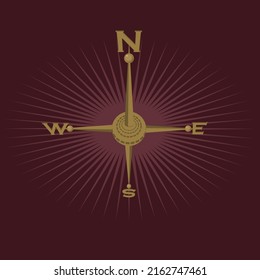 3D Compass design gold and red