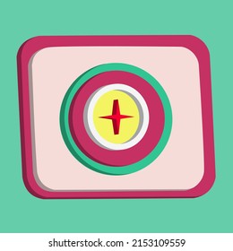 3D Compass Icon Button Vector And Magnifying Glass With Turquoise And Pink Background, Best For Property Design Images, Editable Colors, Popular Vector