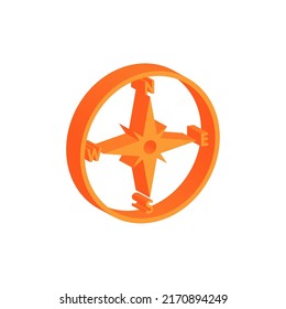 3D Compass, navigation icon. Vector illustration
