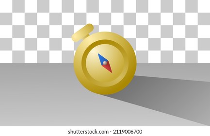 3D Compass with Yellow Gradient Smooth