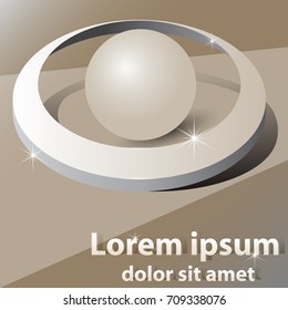 3D composition, a ball in the center of the circle on the way. Vector design