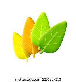 3D composition of colorful leaves. Modern design for advertising concepts and materials.
