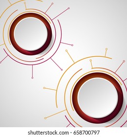 3d composition of two rounds on monochrome background.