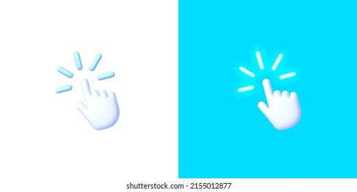 3d computer cursor hand web for concept design. 3d hand pointing icon design. Vector 3d illustration