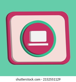 3D computer icon button vector pink background, best for property design images, editable colors