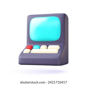 3D computer icon in cartoon style. Old, vintage electrical item on a white isolated background. 90s technology vector illustration.