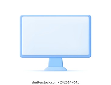 3D Computer LCD Monitor mock up with Blank or White Screen. Technology concept. 3D rendering. Vector illustration