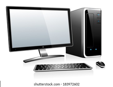 3d Computer Monitor Keyboard Mouse Stock Vector (Royalty Free ...