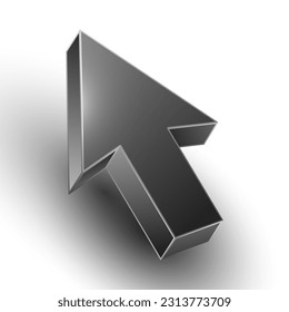 3d computer mouse cursor. Black arrow icon.
