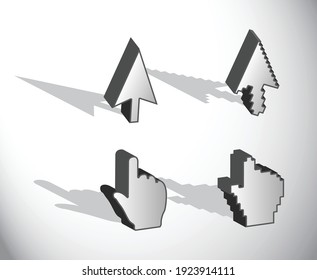 3d computer pointers, isometric view