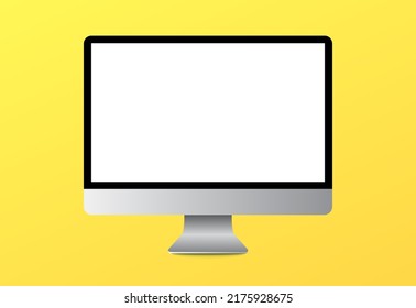 3D, computer screen display isolated on yellow background