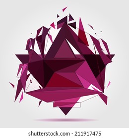 3D concept illustration. Crushed geometric object. Vector Abstract template.