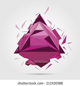 3D concept illustration. Crushed geometric object. Vector Abstract template.