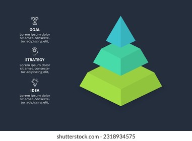 3d concept for infographic with 3 steps, options, parts or processes. Template for web on a black background.