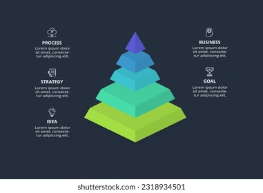 3d concept for infographic with 5 steps, options, parts or processes. Template for web on a black background.