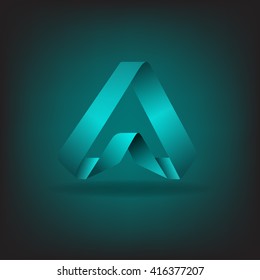 3D concept logotype of -A- letter which remind origami