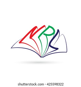 3D concept logotype, combination of book and letters, letters that a made form book pages. Nice acronym of New Public Library