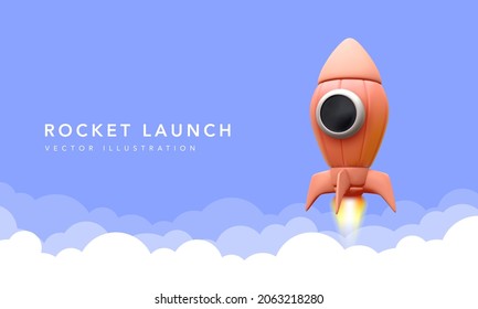 3d concept rocket launch. Vector illustration