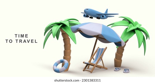 3d concept time to travel. Vector illustration.