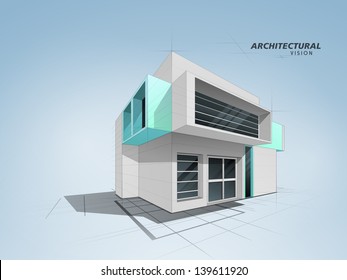 3D conceptional architectural residential designing.