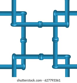 3D conduit isolated on white background, industrial pipes. Vector illustration