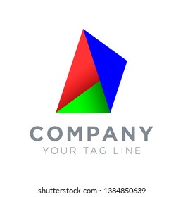 3d cone logo with 3 different colors