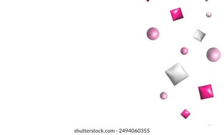 3d Confetti Firecracker Ribbon Paper Element Set. Bright colored figures fly in different directions. Empty space for text. Poster design postcard banner web design. Vector.