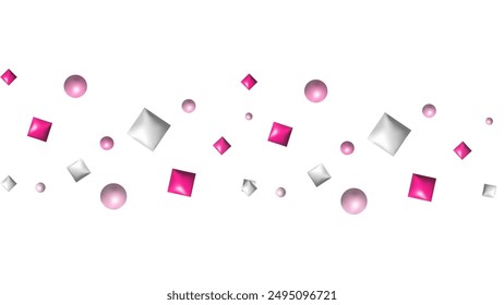 3d Confetti Firecracker Ribbon Paper Element Set. Bright colored figures fly in different directions. Figures in middle. Poster design postcard banner web design. Vector.
