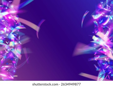 3d Confetti. Happy Iridescent Explosion. Glare Sparkle. Surprise Banner. Party Background. Blue Laser Burst. Unicorn Paper. Disco Glitter. Purple 3d Confetti