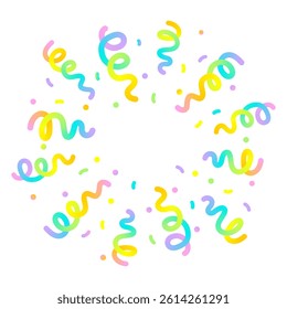 3d confetti from party poppers, flying to the sides neon ribbon, streamers on transparent background, firework for birthday celebration, festival carnival with empty space text. Isolated Vector EPS10 - Powered by Shutterstock - Get 15% off with code: PIKWIZARD15