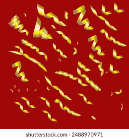 3d ,confetti ,serpentin,  , firecracker, ribbon ,celebrate, red christmas background