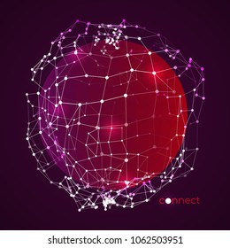 3D connect artwork. Abstract vector background. Science concept art.